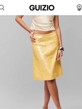 Guizio Honey Butter Isabella Midi Sequin Skirt